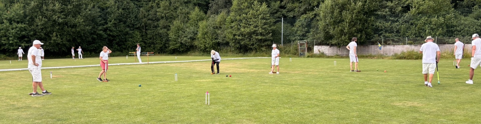 En vy över Borås Krocketarena med SM-spel i högt tempo